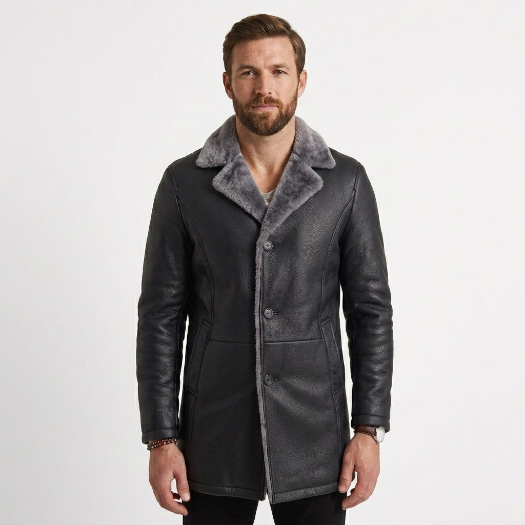 Men's Sherpa Lined Button-Front Winter Jacket Coats Sherpa 0