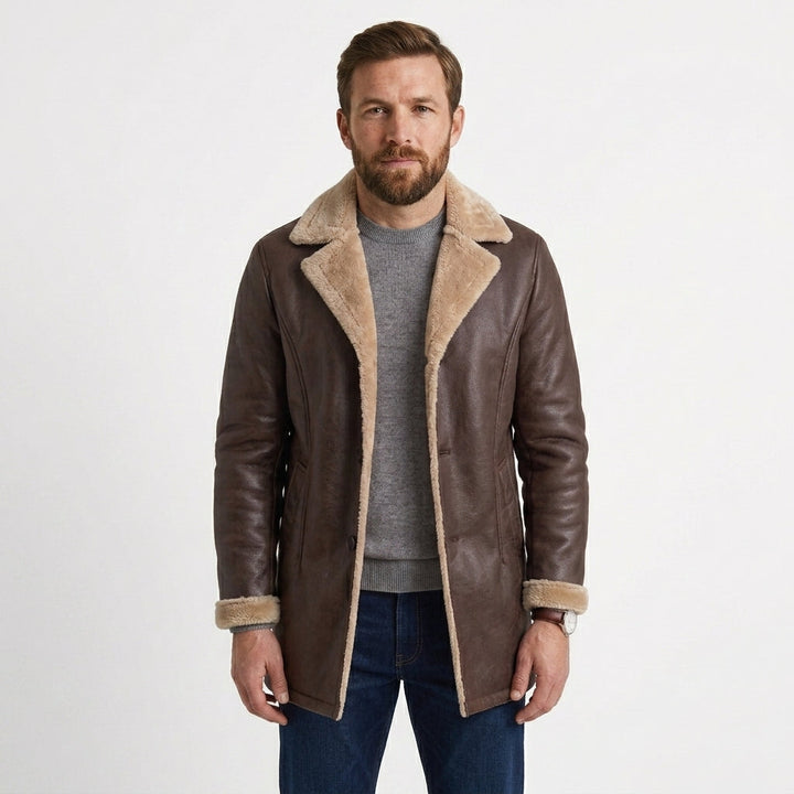 Men's Sherpa Lined Button-Front Winter Jacket Coats Sherpa 2