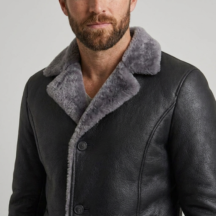Men's Sherpa Lined Button-Front Winter Jacket Coat 5