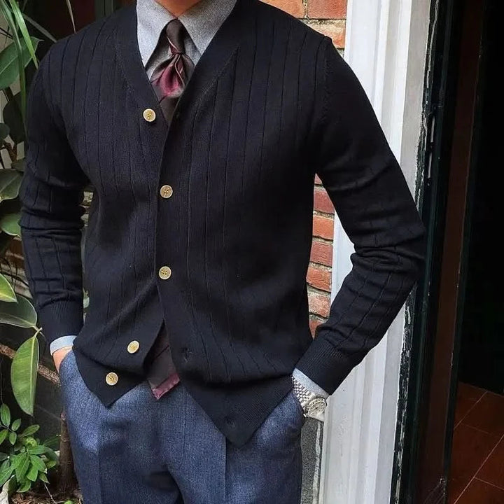 Men's Slim-Fit Knit Cardigan Soft Blend Black Cardigan 2