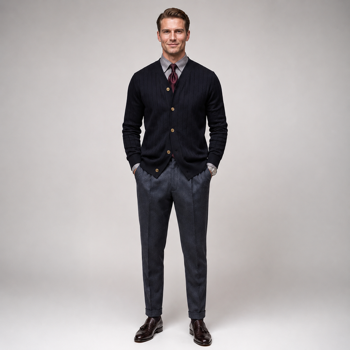 Men's Slim-Fit Knit Cardigan Soft Blend Black Cardigan 7