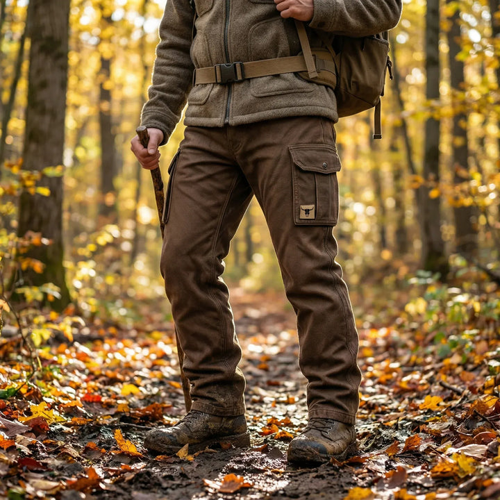 Mens Trousers Slim Fit Tapered Brown Cargo Utility Pockets 2