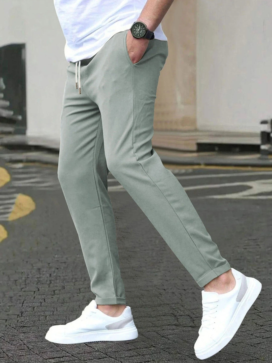 Mens Trousers Slim Tapered Stretch Performance Fiber 6
