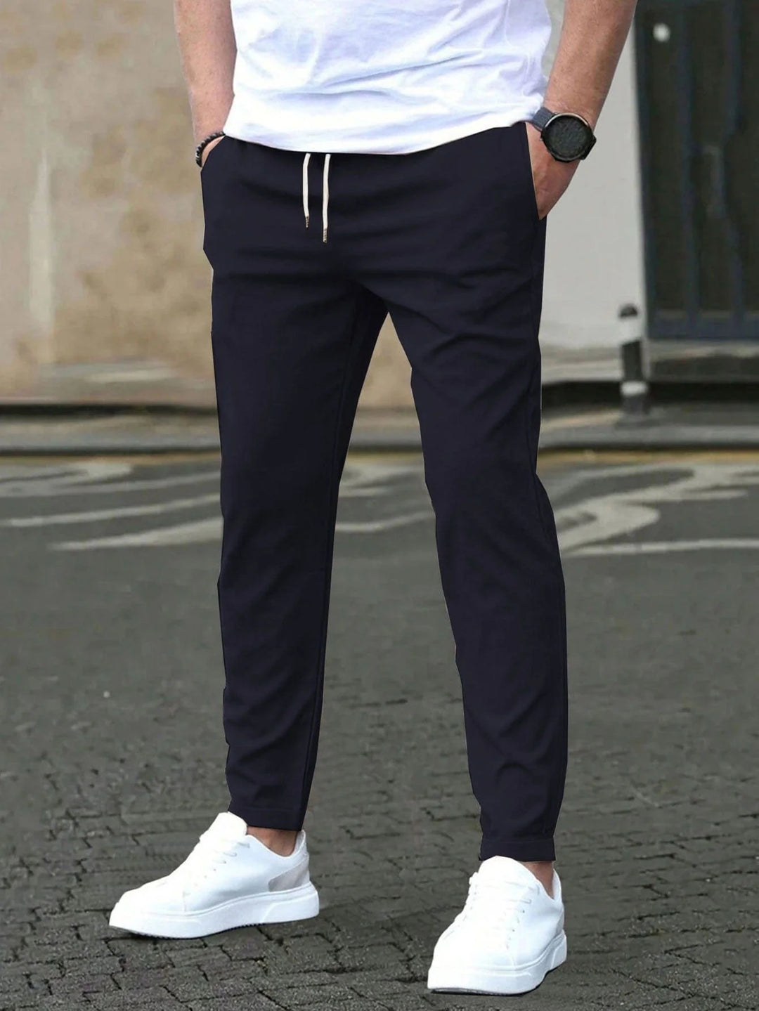 Mens Trousers Slim Tapered Stretch Performance Fiber 9
