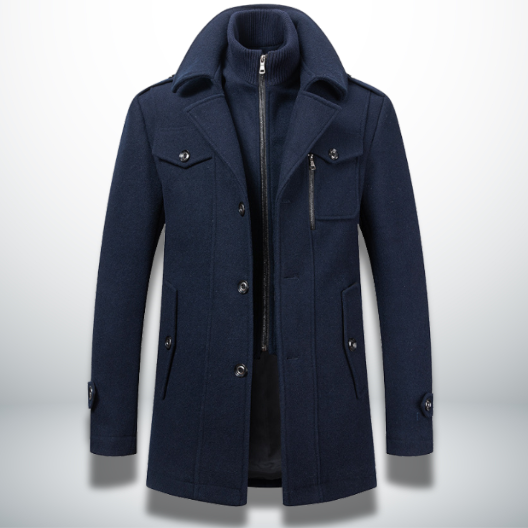 Men's Smart Casual Button Closure Overcoat Wool Blend 0