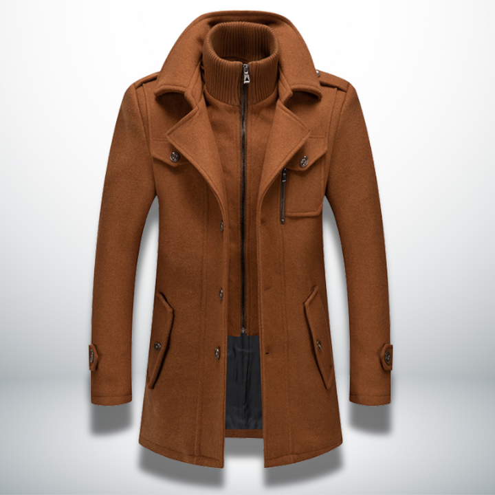 Men's Smart Casual Button Closure Overcoat Wool Blend 1