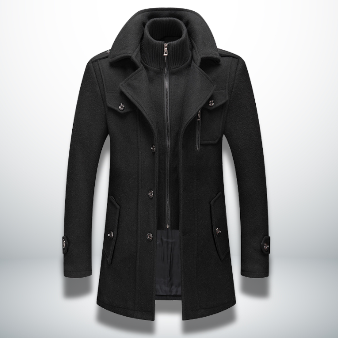 Men's Smart Casual Button Closure Overcoat Wool Blend 2