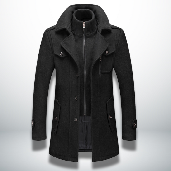 Men's Smart Casual Button Closure Overcoat Wool Blend 2