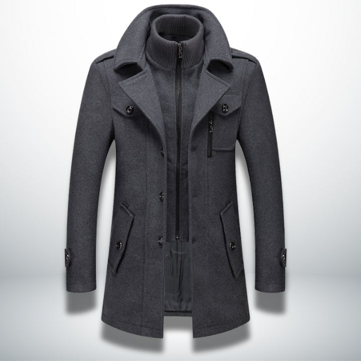 Men's Smart Casual Button Closure Overcoat Wool Blend 3
