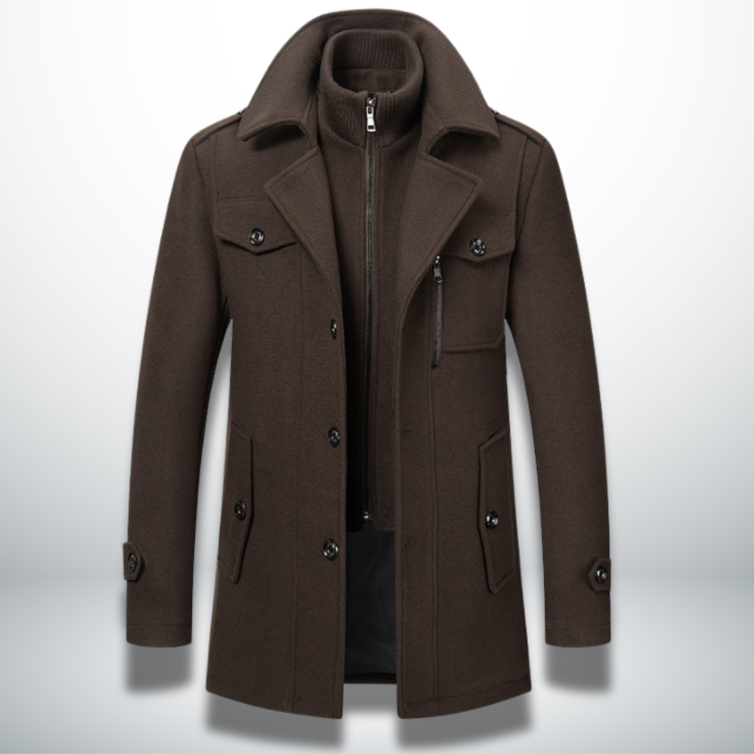 Men's Smart Casual Button Closure Overcoat Wool Blend 4