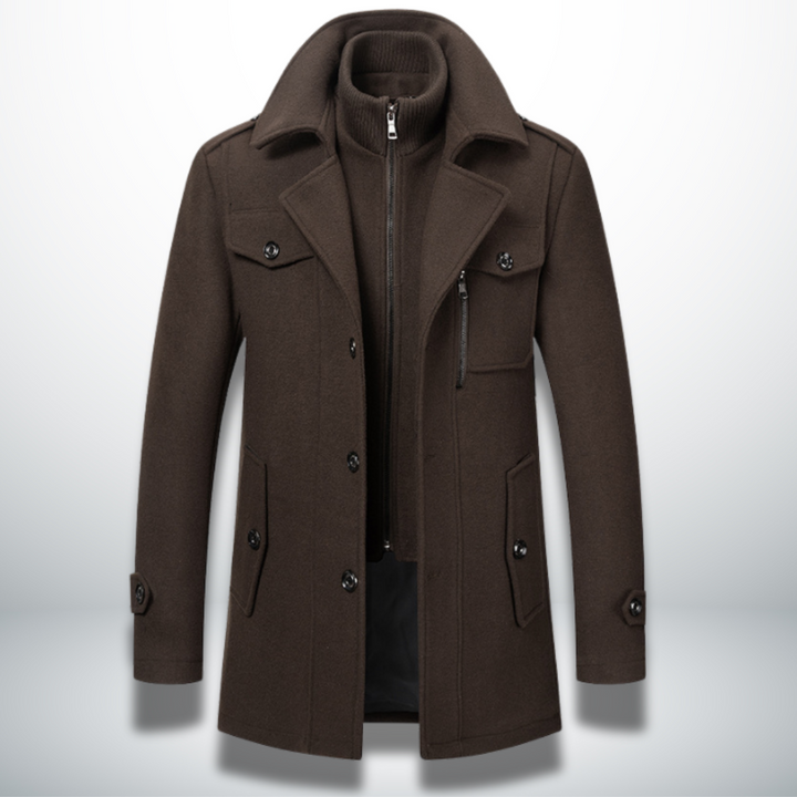 Men's Smart Casual Button Closure Overcoat Wool Blend 4