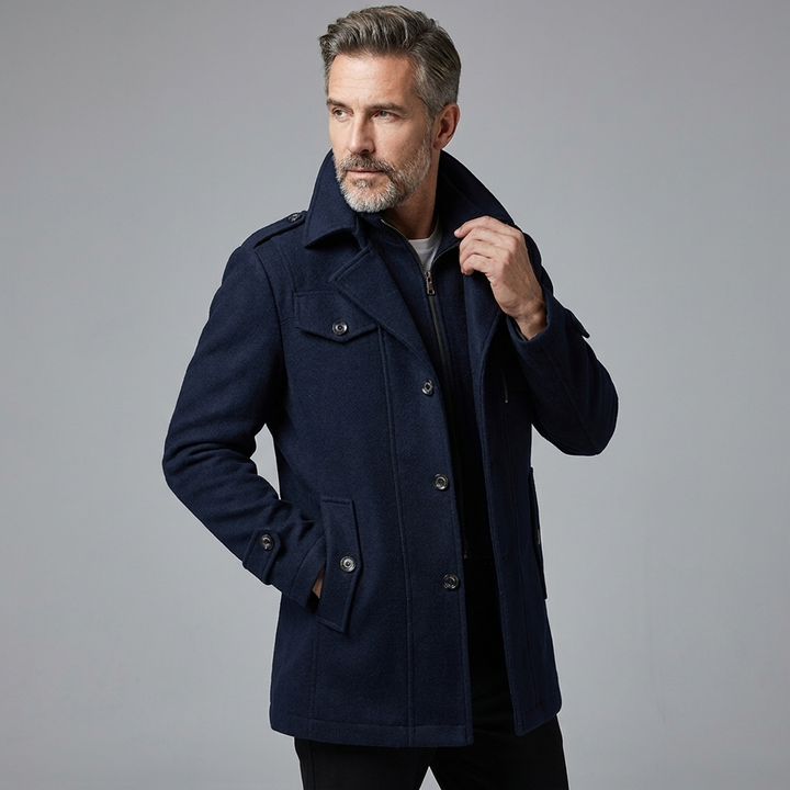 Men's Smart Casual Button Closure Overcoat Wool Blend 7