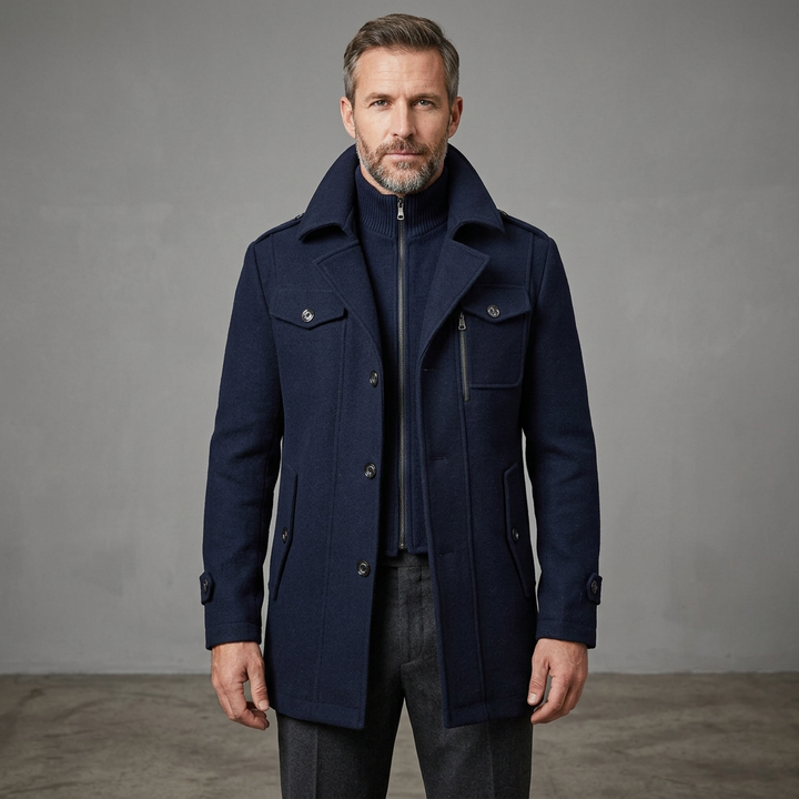 Men's Smart Casual Button Closure Overcoat Wool Blend 9