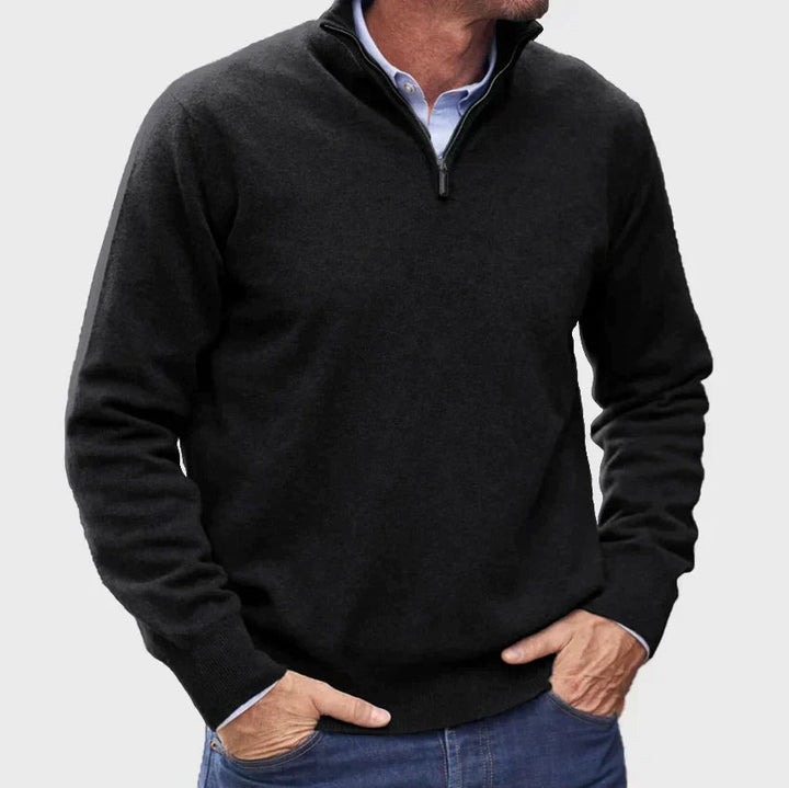 Men's Smart Casual Quarter Zip Sweater Knit Fabric 0