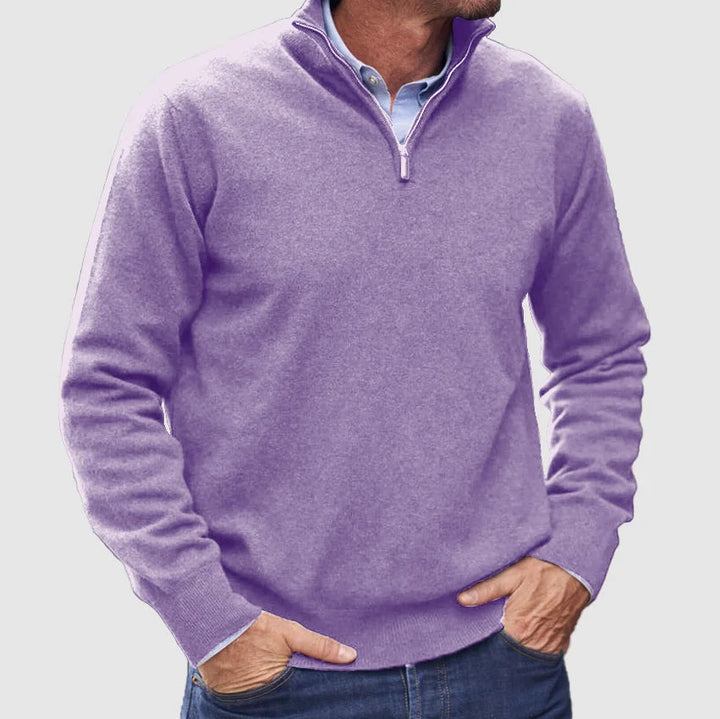 Men's Smart Casual Quarter Zip Sweater Knit Fabric 2