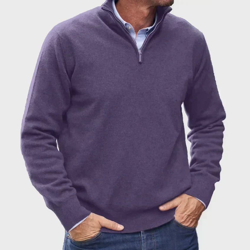 Men's Smart Casual Quarter Zip Sweater Knit Fabric 3