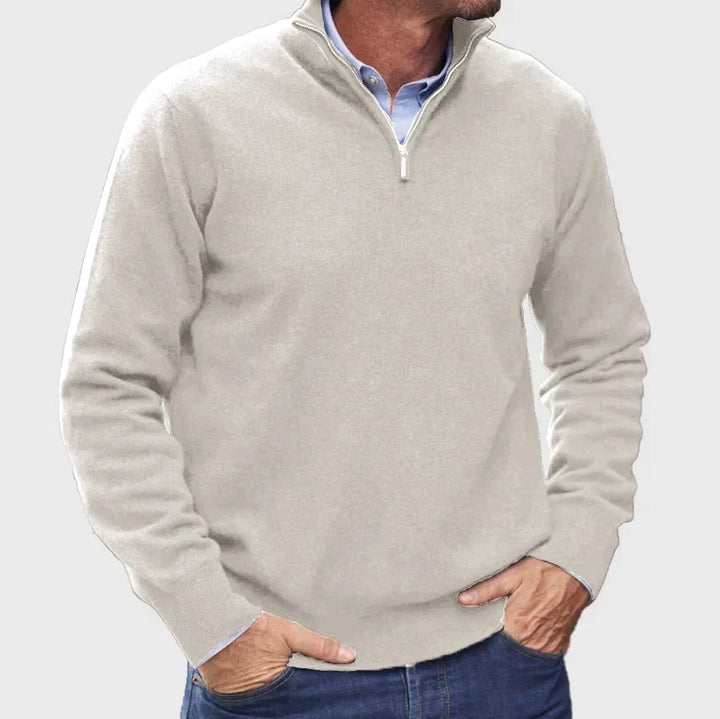 Men's Smart Casual Quarter Zip Sweater Knit Fabric 4
