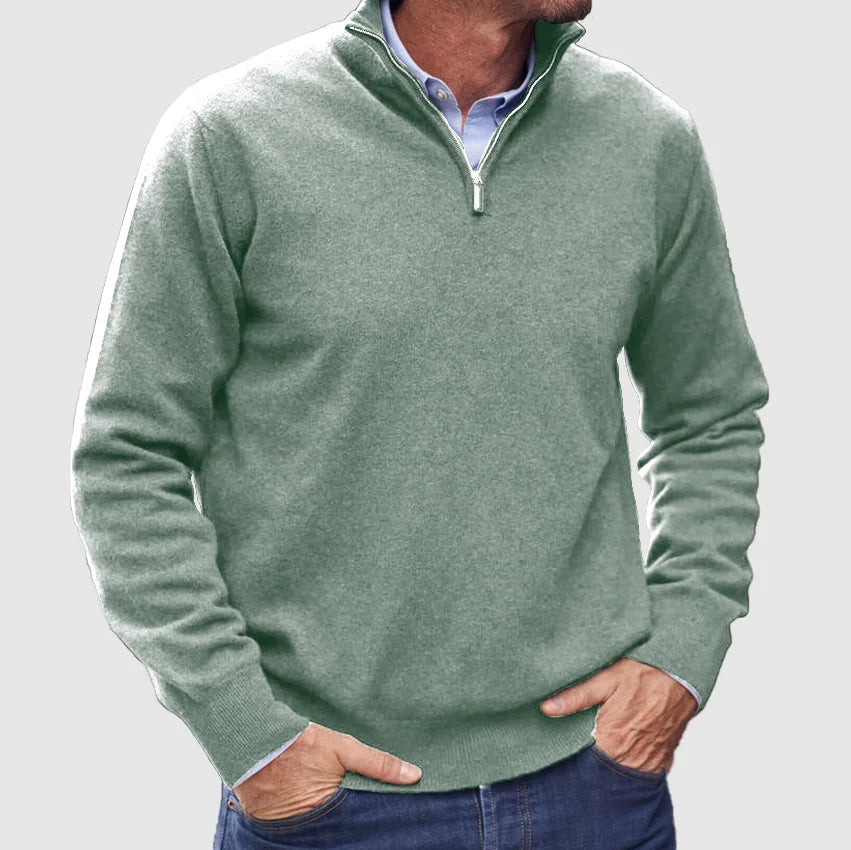 Men's Smart Casual Quarter Zip Sweater Knit Fabric 5