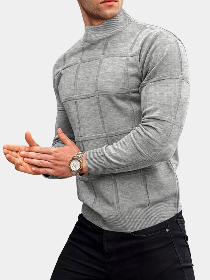 Men's Stand Collar Long Sleeve Sweater Cotton Knit 1