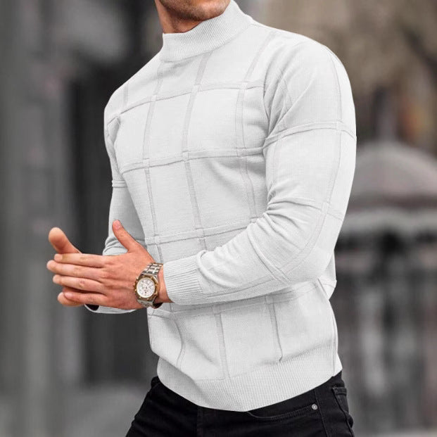Men's Stand Collar Long Sleeve Sweater Cotton Knit 5