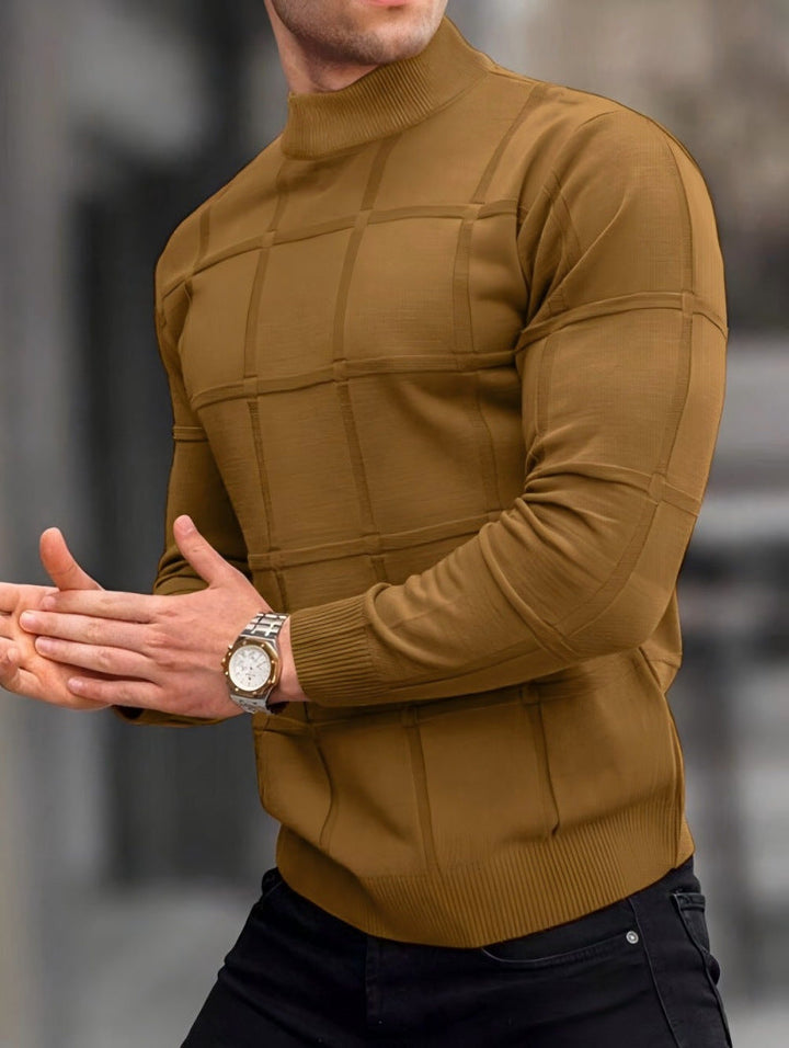 Men's Stand Collar Long Sleeve Sweater Cotton Knit 7