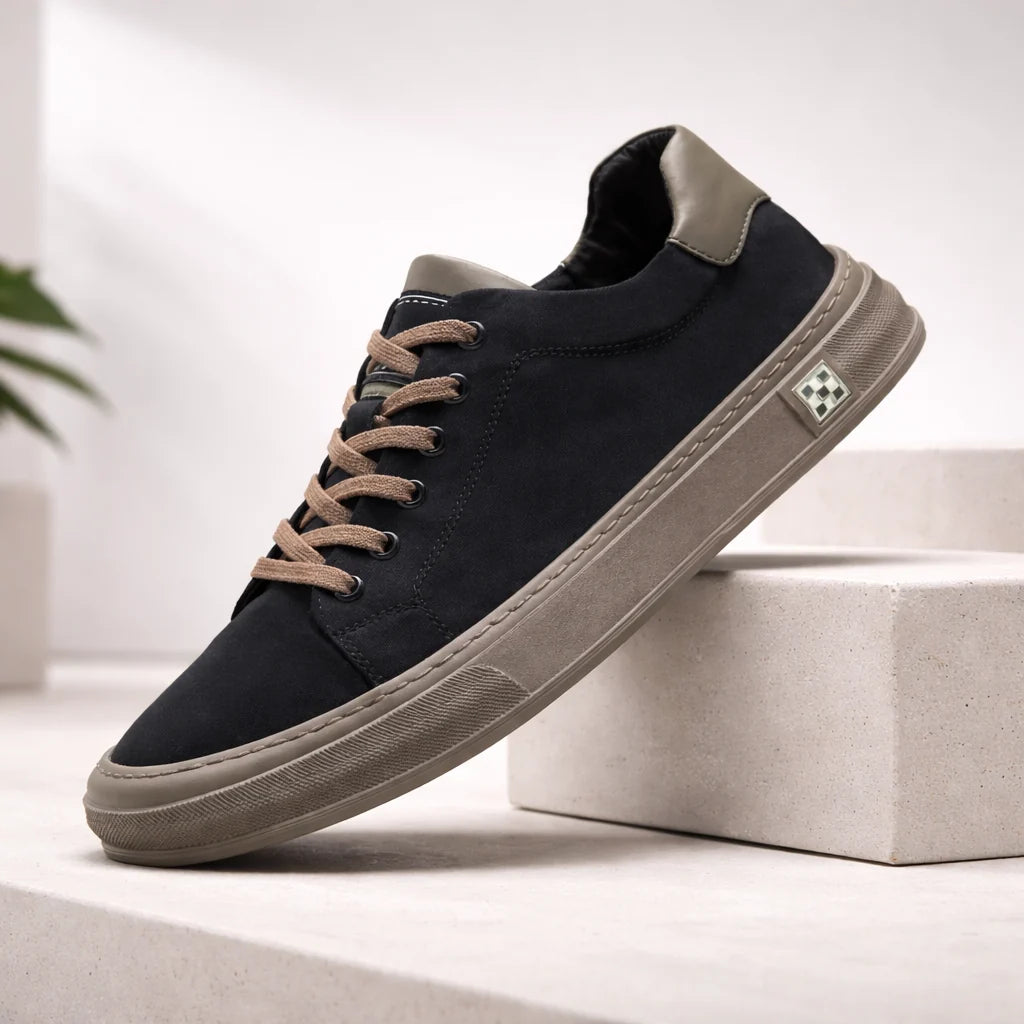 Mens Trainers Structured Low-Top Stitched Detail Canvas 2