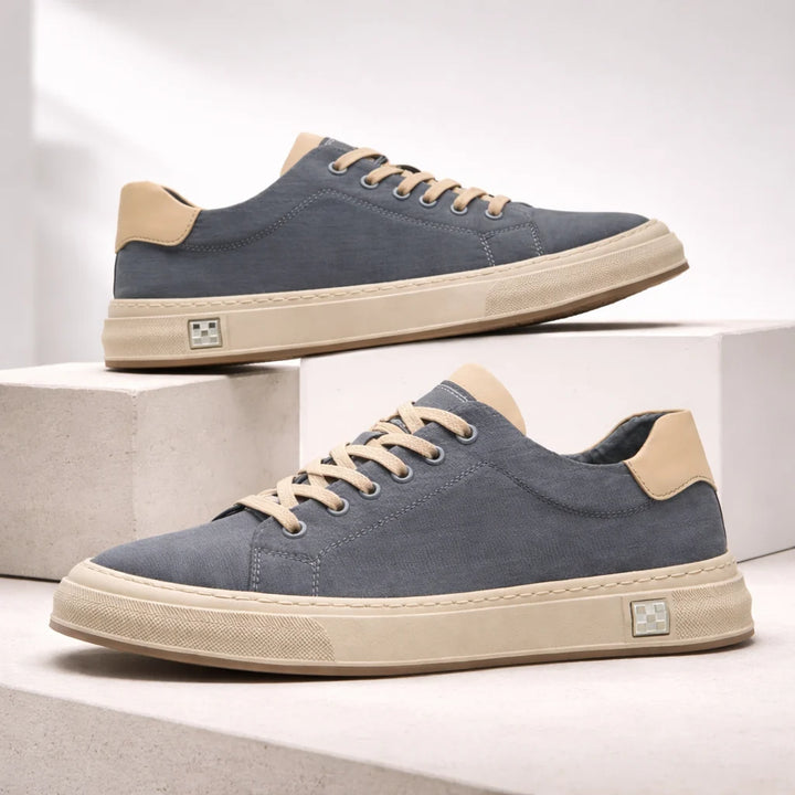 Mens Trainers Structured Low-Top Stitched Detail Canvas 3