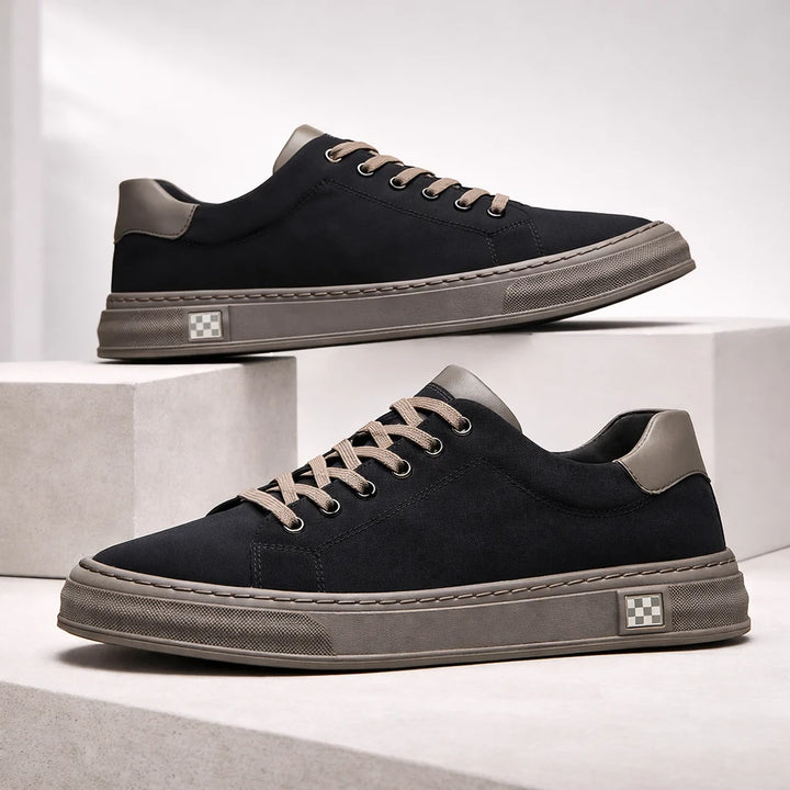 Mens Trainers Structured Low-Top Stitched Detail Canvas 4