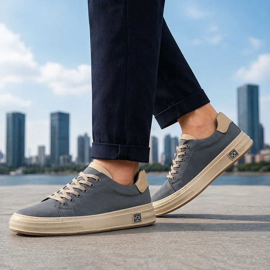 Mens Trainers Structured Low-Top Stitched Detail Canvas 5