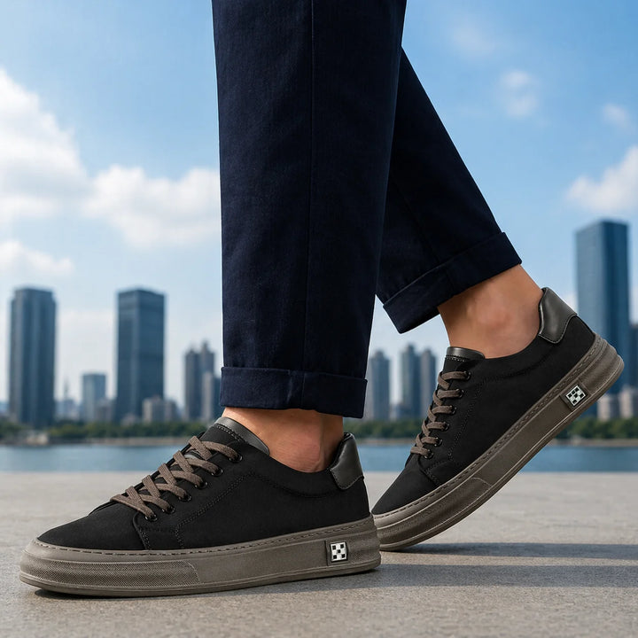 Mens Trainers Structured Low-Top Stitched Detail Canvas 6