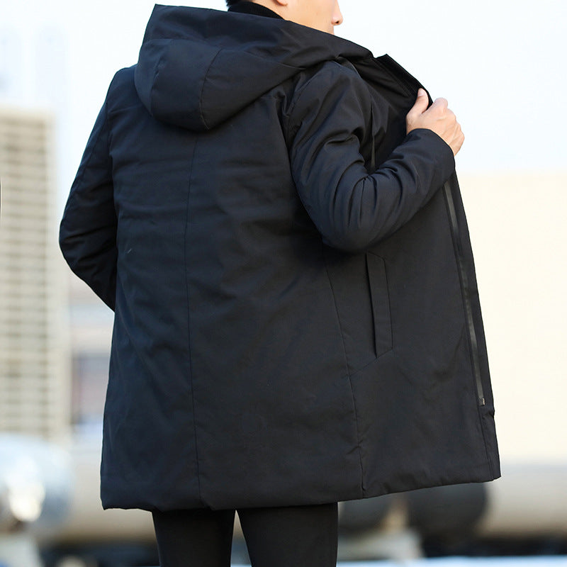 Men's Structured Quilted Mid-Length Coat With Hood 1