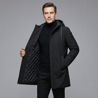 Men's Structured Quilted Mid-Length Coat With Hood
