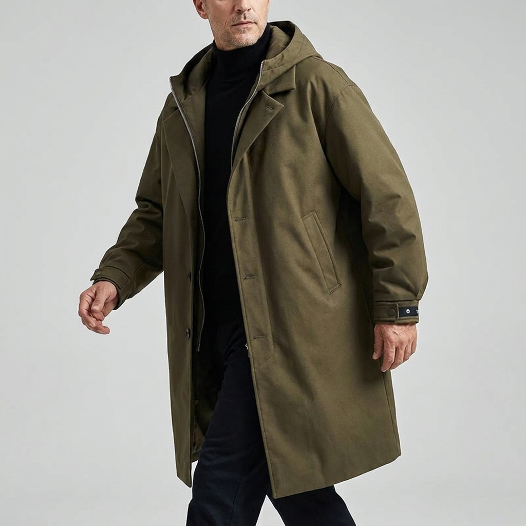 Men's Tailored Long Water Resistant Overcoat Wool Blend 11