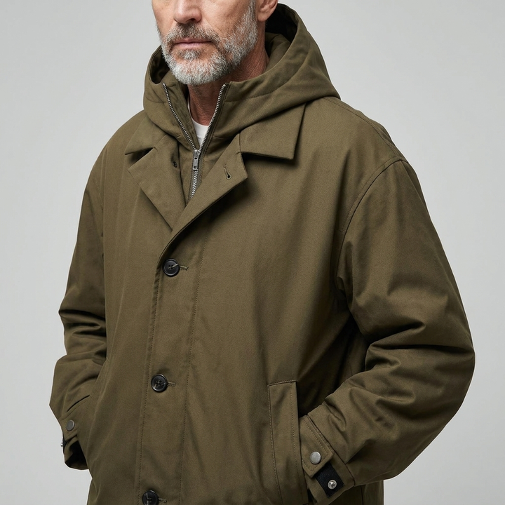 Men's Tailored Long Water Resistant Overcoat Wool Blend 12