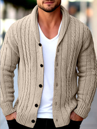 Men's Textured Knit Long Sleeve Cardigan Acrylic