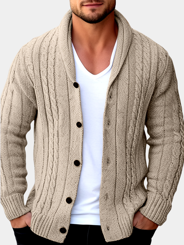 Men's Textured Knit Long Sleeve Cardigan Acrylic 1