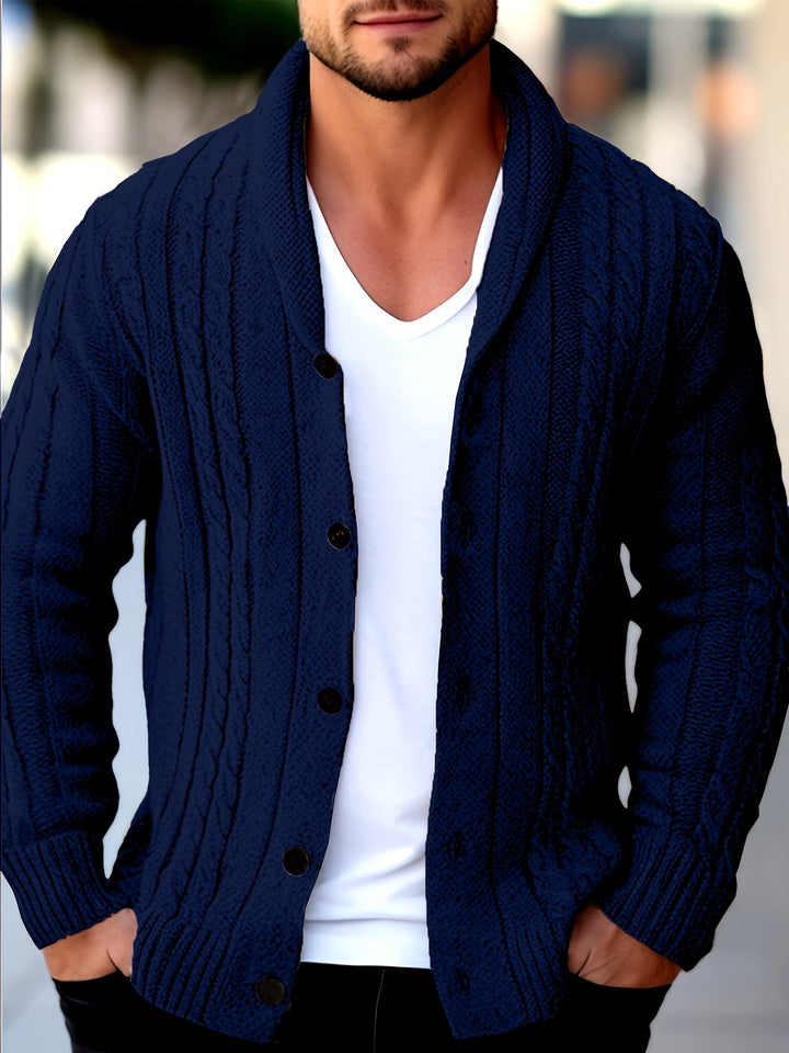 Men's Textured Knit Long Sleeve Cardigan Acrylic 2
