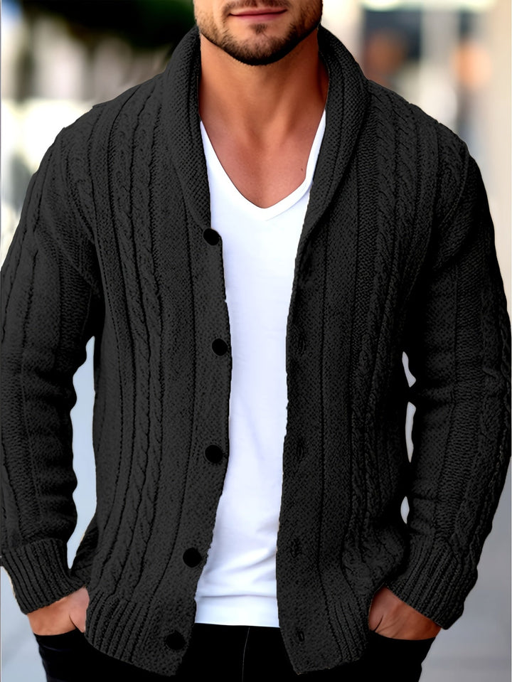 Men's Textured Knit Long Sleeve Cardigan Acrylic 3