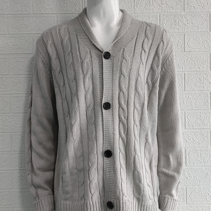 Men's Textured Knit Long Sleeve Cardigan Acrylic 5