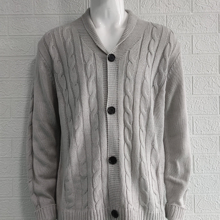 Men's Textured Knit Long Sleeve Cardigan Acrylic 5