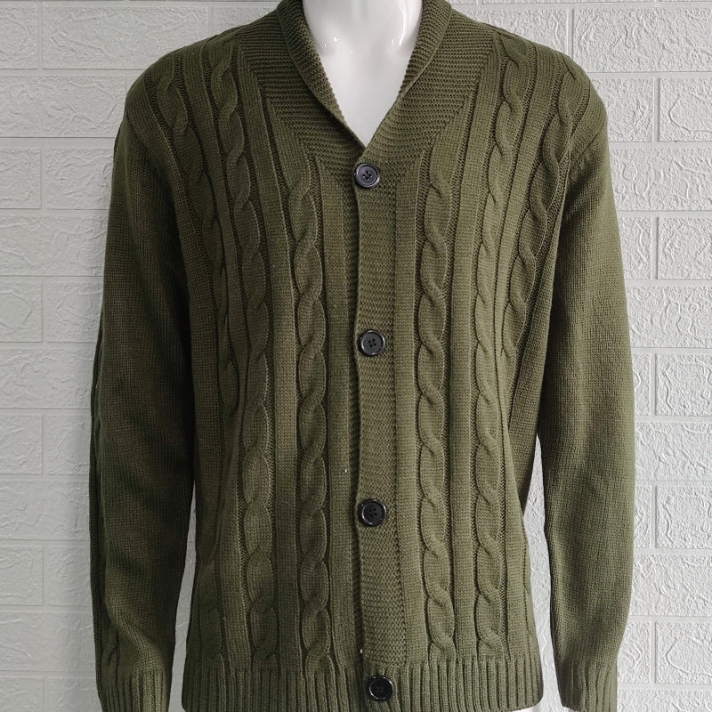 Men's Textured Knit Long Sleeve Cardigan Acrylic 6