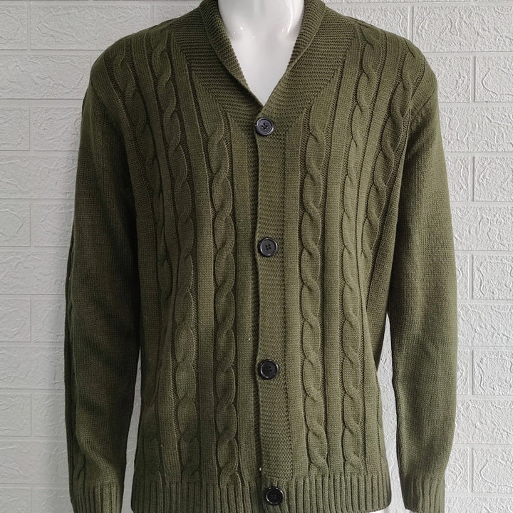 Men's Textured Knit Long Sleeve Cardigan Acrylic 6