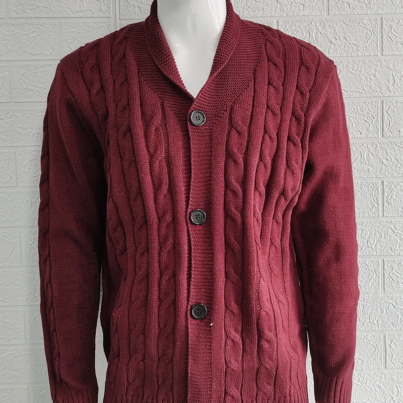 Men's Textured Knit Long Sleeve Cardigan Acrylic 7