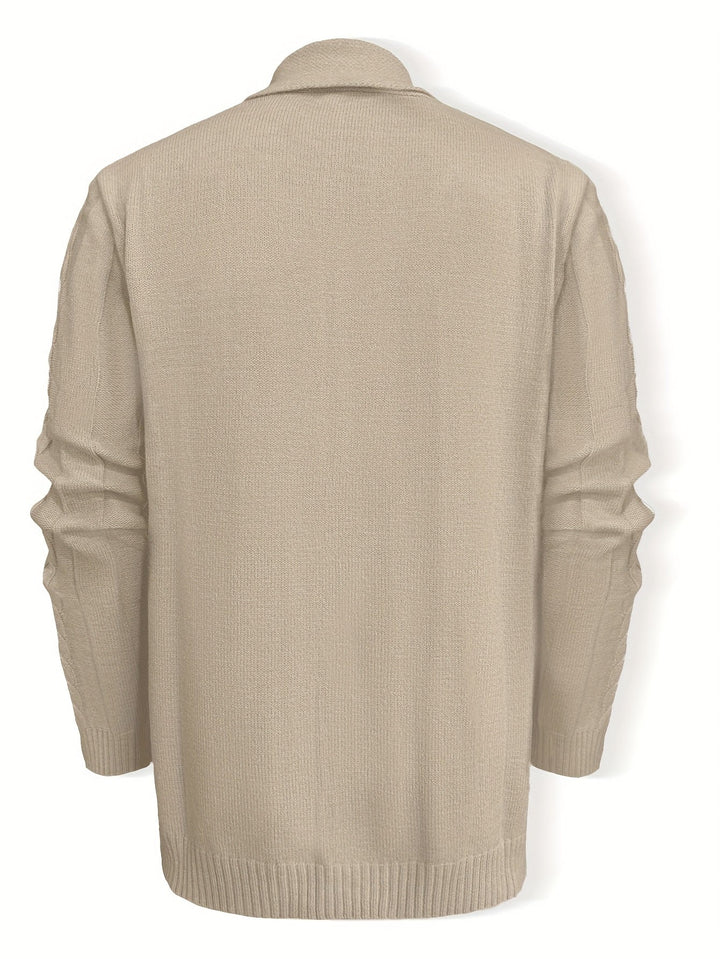 Men's Textured Knit Long Sleeve Cardigan Acrylic 8