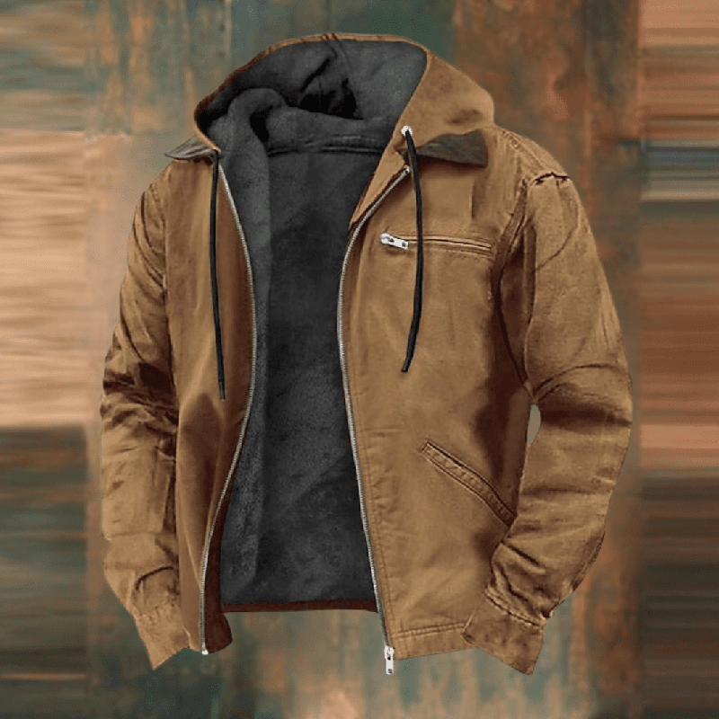 Men's Urban Hooded Winter Jacket Genuine Leather 0