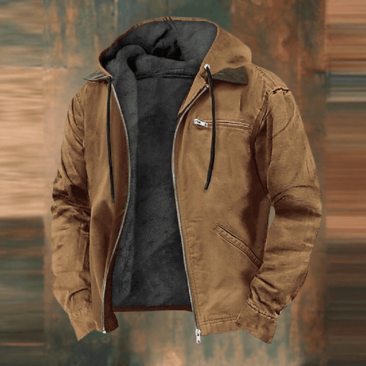 Men's Urban Hooded Winter Jacket Genuine Leather 0