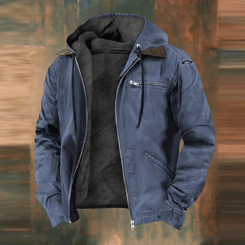 Men's Urban Hooded Winter Jacket Genuine Leather 2