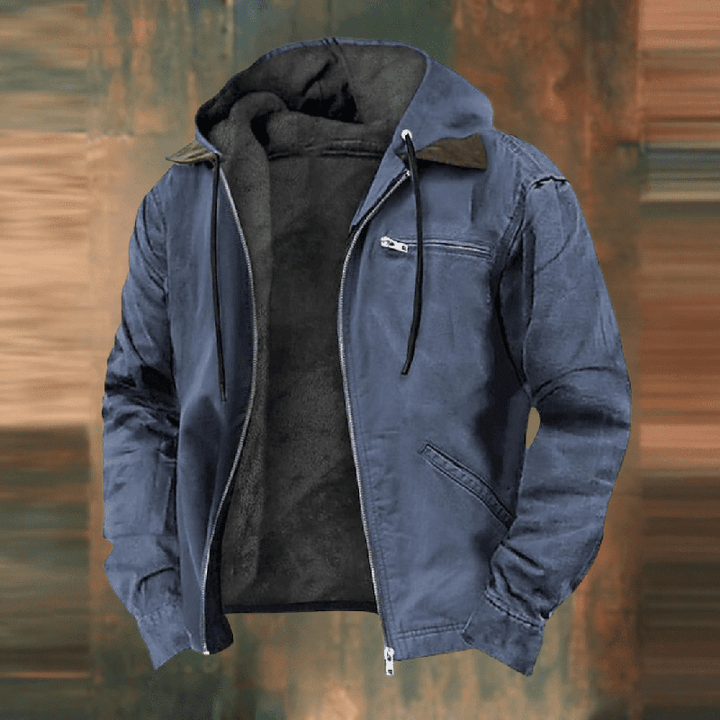 Men's Urban Hooded Winter Jacket Genuine Leather 2