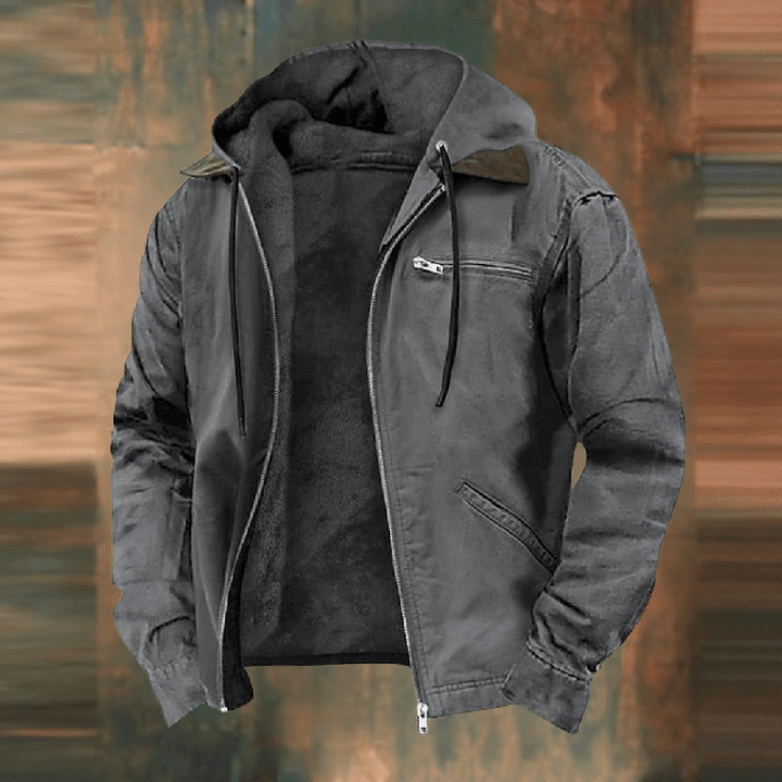 Men's Urban Hooded Winter Jacket Genuine Leather 4