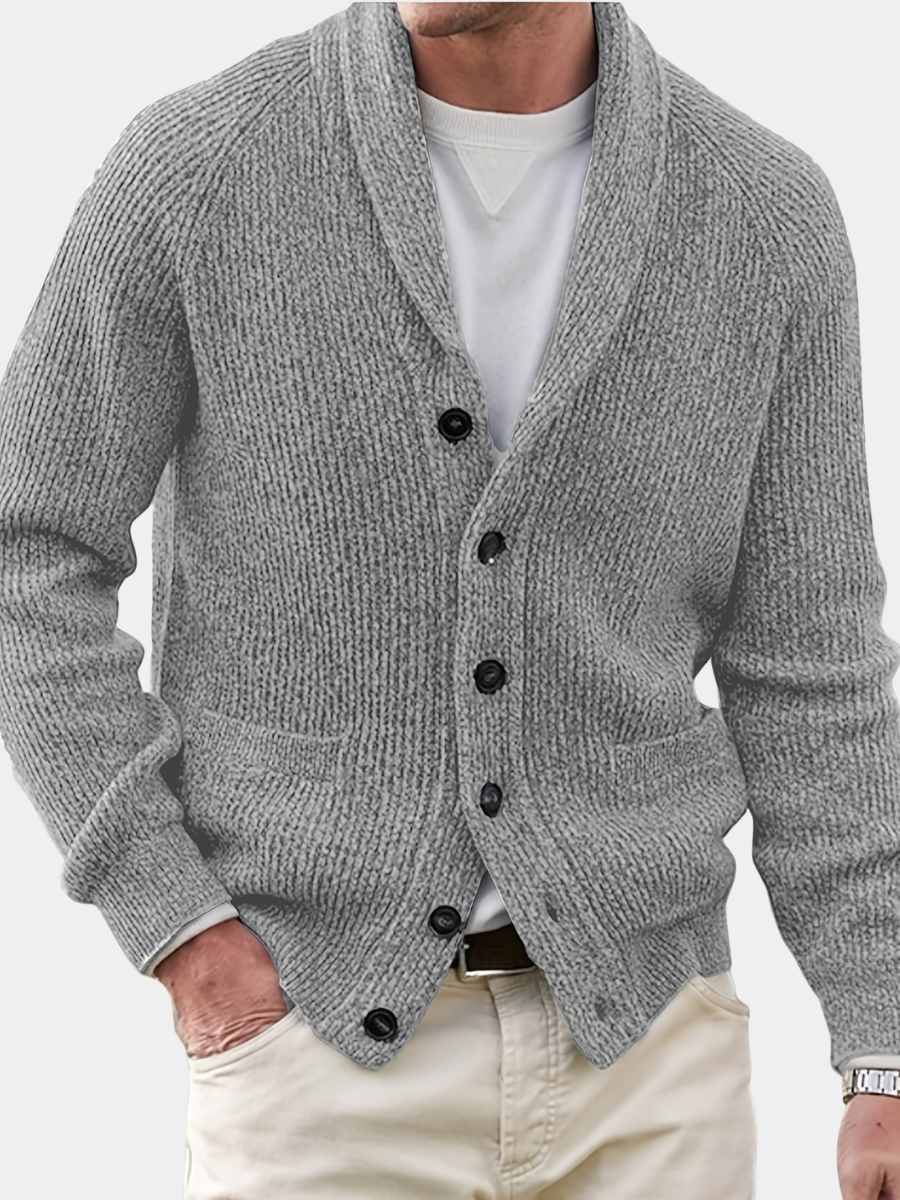 Men's V-Neck Button Knit Cardigan Acrylic 1